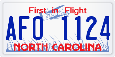 NC license plate AFO1124