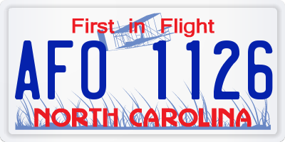 NC license plate AFO1126