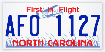 NC license plate AFO1127