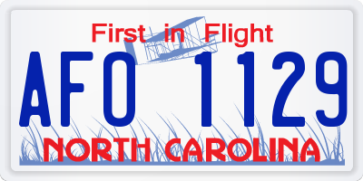 NC license plate AFO1129