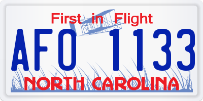 NC license plate AFO1133