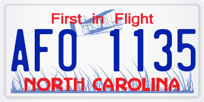 NC license plate AFO1135