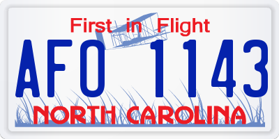 NC license plate AFO1143