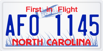NC license plate AFO1145