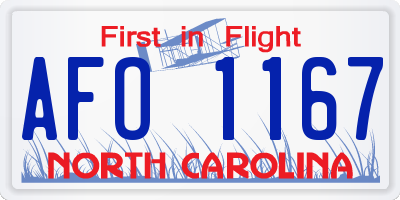 NC license plate AFO1167