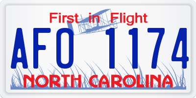NC license plate AFO1174
