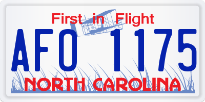NC license plate AFO1175