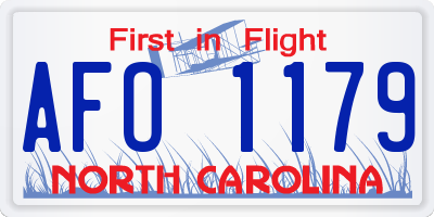 NC license plate AFO1179