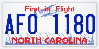 NC license plate AFO1180