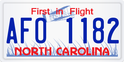 NC license plate AFO1182