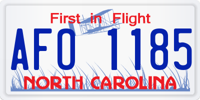 NC license plate AFO1185
