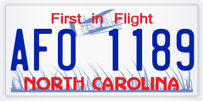 NC license plate AFO1189