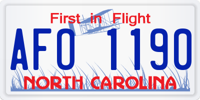 NC license plate AFO1190