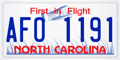 NC license plate AFO1191