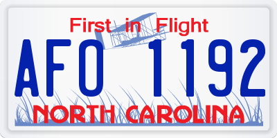 NC license plate AFO1192
