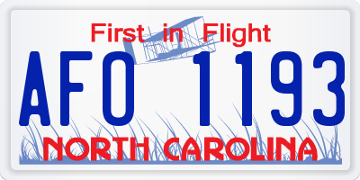 NC license plate AFO1193