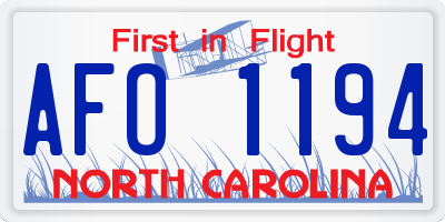 NC license plate AFO1194