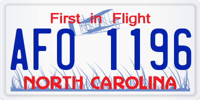 NC license plate AFO1196