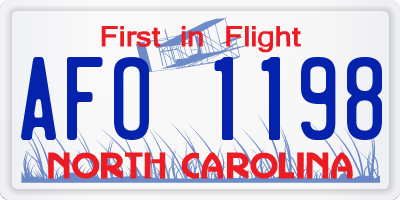 NC license plate AFO1198