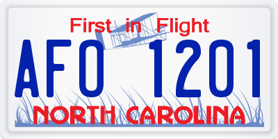 NC license plate AFO1201