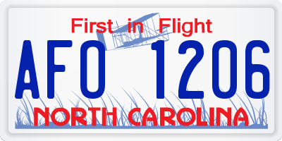 NC license plate AFO1206