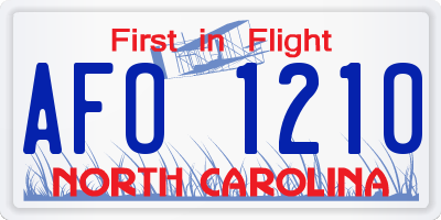 NC license plate AFO1210
