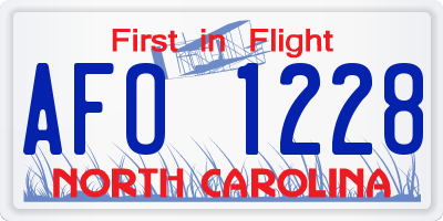 NC license plate AFO1228