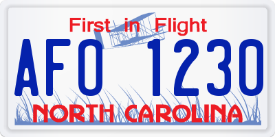 NC license plate AFO1230