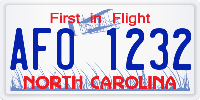 NC license plate AFO1232