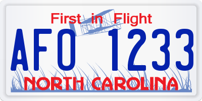 NC license plate AFO1233