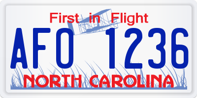 NC license plate AFO1236