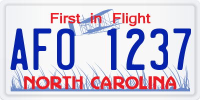 NC license plate AFO1237