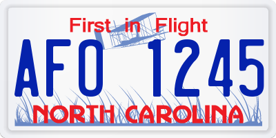 NC license plate AFO1245
