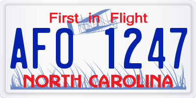 NC license plate AFO1247