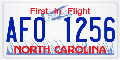 NC license plate AFO1256