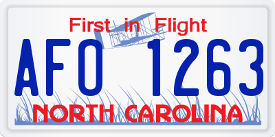 NC license plate AFO1263