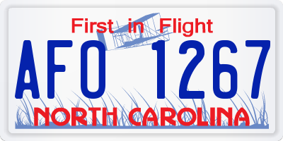 NC license plate AFO1267