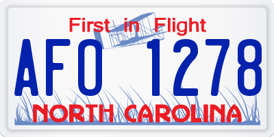 NC license plate AFO1278