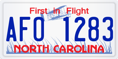 NC license plate AFO1283
