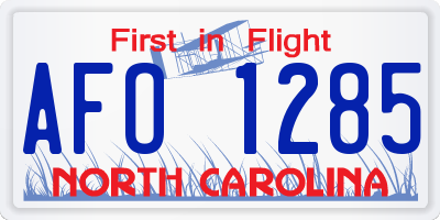 NC license plate AFO1285