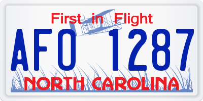 NC license plate AFO1287
