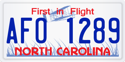NC license plate AFO1289