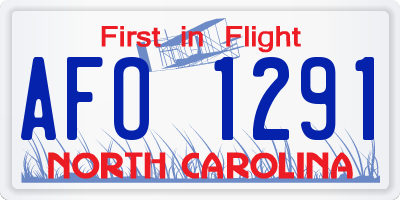 NC license plate AFO1291