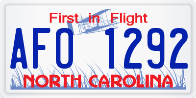 NC license plate AFO1292