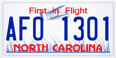 NC license plate AFO1301