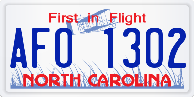 NC license plate AFO1302
