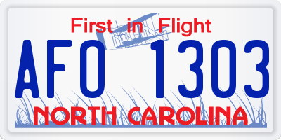 NC license plate AFO1303