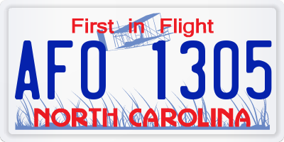 NC license plate AFO1305