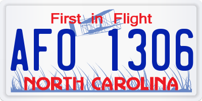 NC license plate AFO1306