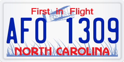 NC license plate AFO1309